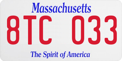 MA license plate 8TC033
