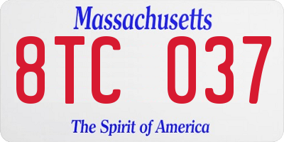 MA license plate 8TC037