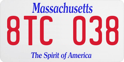 MA license plate 8TC038