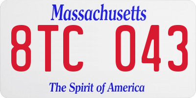 MA license plate 8TC043