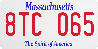 MA license plate 8TC065