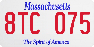MA license plate 8TC075