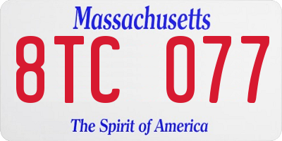 MA license plate 8TC077