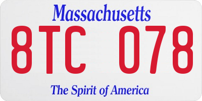 MA license plate 8TC078