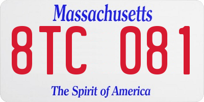 MA license plate 8TC081