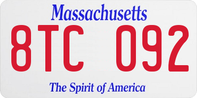 MA license plate 8TC092