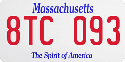 MA license plate 8TC093