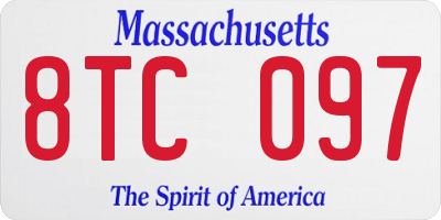 MA license plate 8TC097