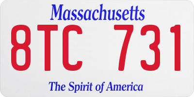 MA license plate 8TC731