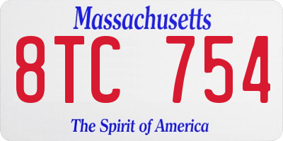 MA license plate 8TC754