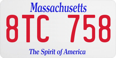 MA license plate 8TC758