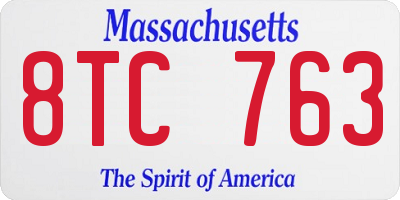 MA license plate 8TC763