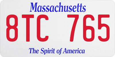 MA license plate 8TC765