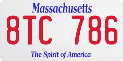 MA license plate 8TC786