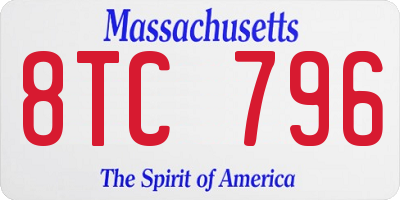 MA license plate 8TC796
