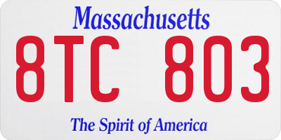 MA license plate 8TC803