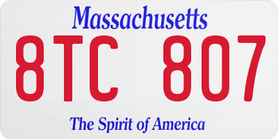 MA license plate 8TC807
