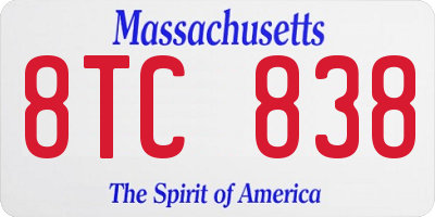 MA license plate 8TC838