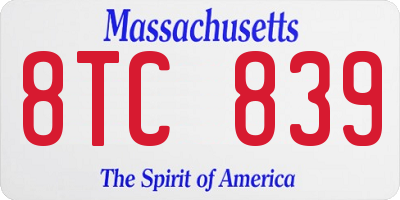 MA license plate 8TC839