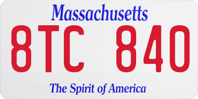 MA license plate 8TC840