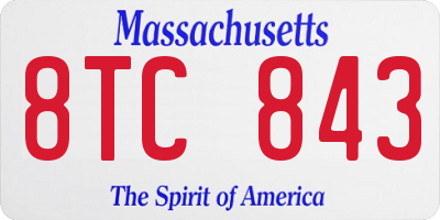MA license plate 8TC843