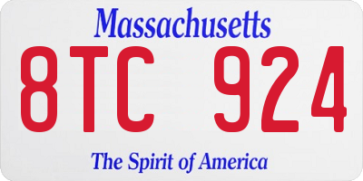 MA license plate 8TC924