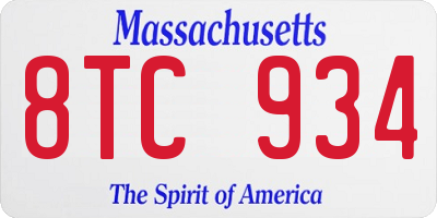 MA license plate 8TC934