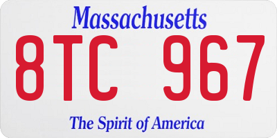 MA license plate 8TC967
