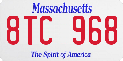 MA license plate 8TC968