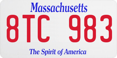 MA license plate 8TC983
