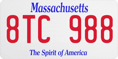MA license plate 8TC988