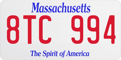 MA license plate 8TC994