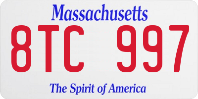 MA license plate 8TC997