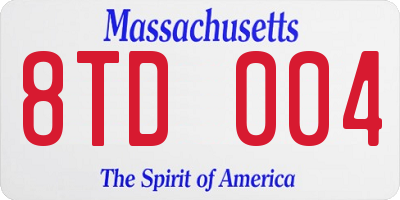 MA license plate 8TD004