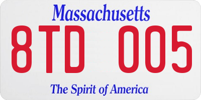 MA license plate 8TD005