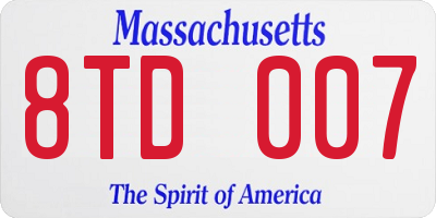 MA license plate 8TD007