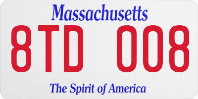 MA license plate 8TD008