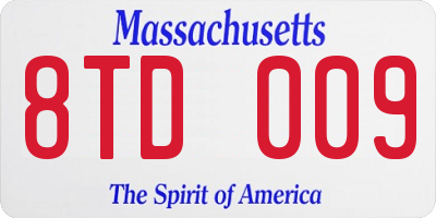 MA license plate 8TD009