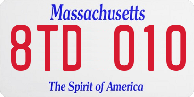 MA license plate 8TD010