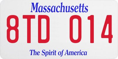 MA license plate 8TD014