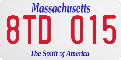 MA license plate 8TD015