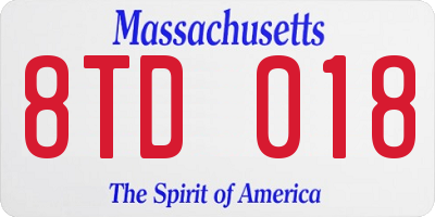 MA license plate 8TD018
