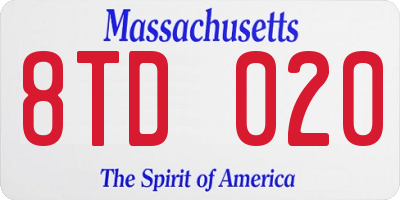 MA license plate 8TD020