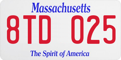 MA license plate 8TD025