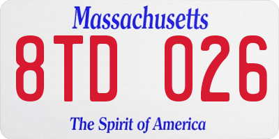 MA license plate 8TD026