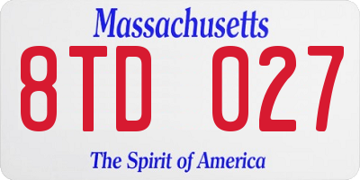 MA license plate 8TD027