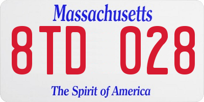 MA license plate 8TD028