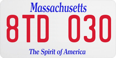 MA license plate 8TD030