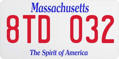 MA license plate 8TD032