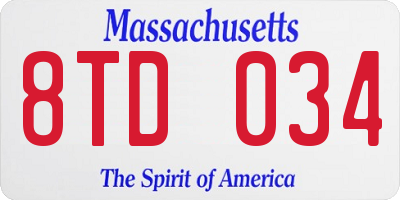 MA license plate 8TD034